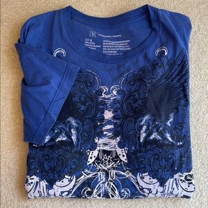 INC International Concepts Y2K Affliction Style Blue T-Shirt Men’s Medium